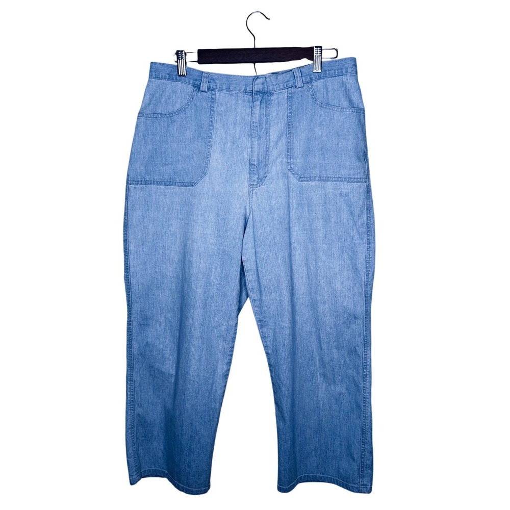 GV Gloria Womens Light Wash High Rise Wide Leg Denim Patch Pocket Jeans Blue